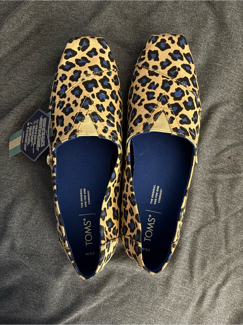 Toms Leopard Print Slip-On Flats - Beige and Blue